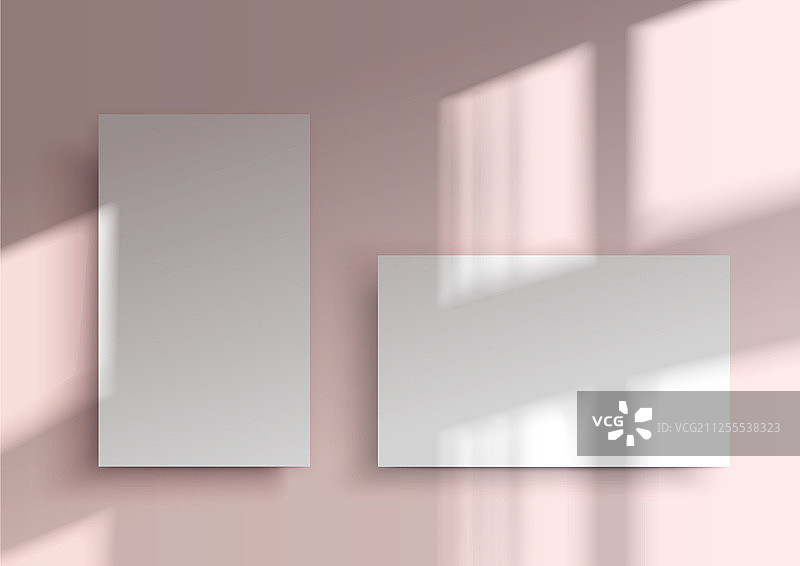 来自窗户阴影的两个名片叠加图片素材