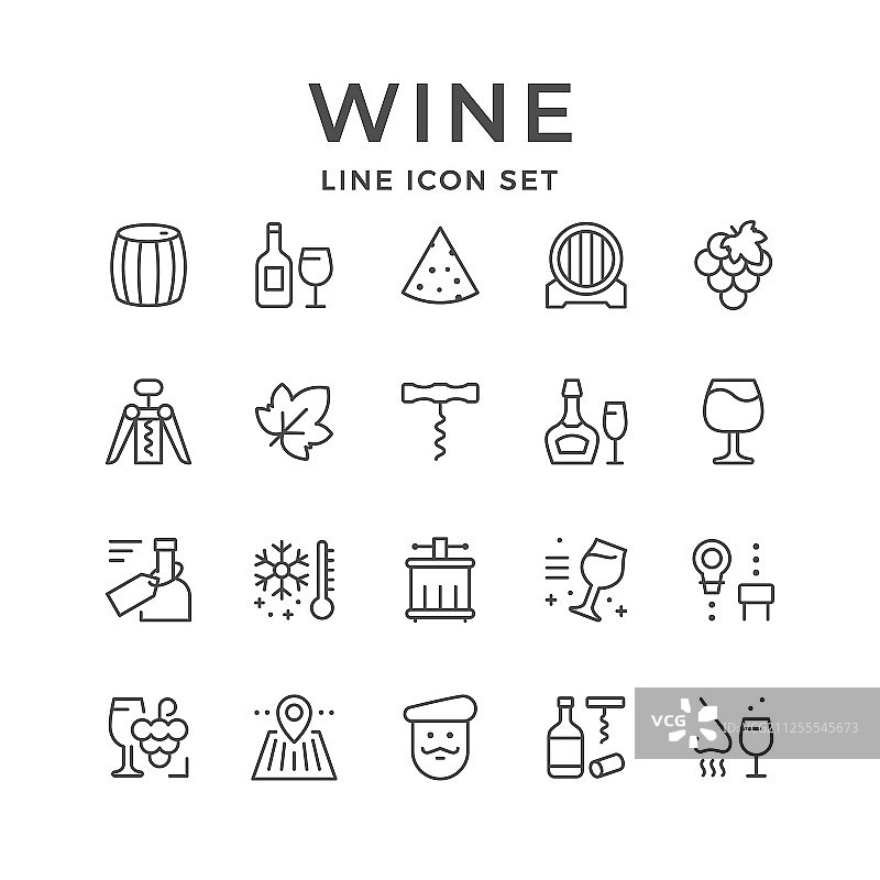 葡萄酒线条图标合集图片素材