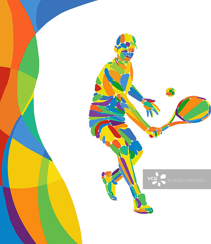 多色抽象专业网球运动员图片素材