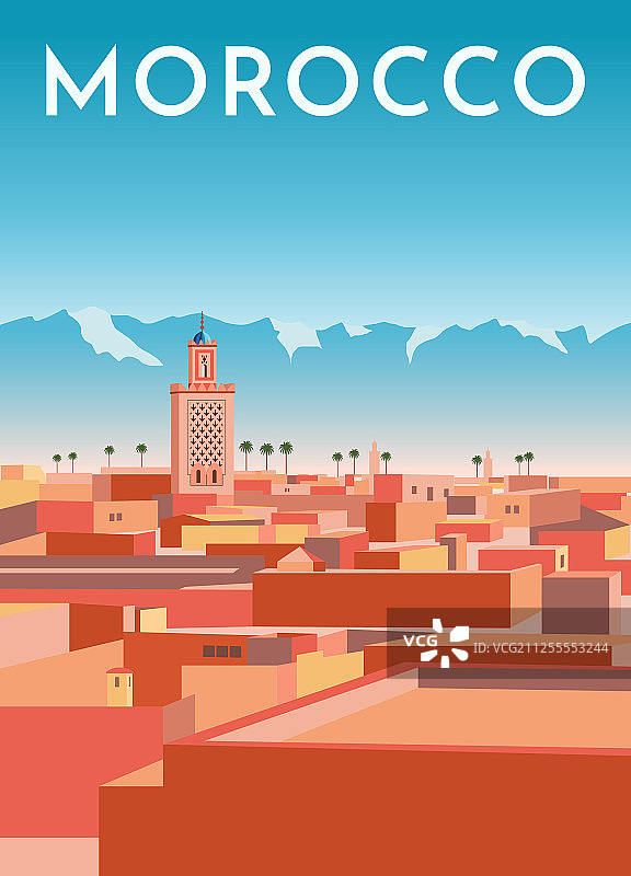 摩洛哥复古旅游海报banner图片素材