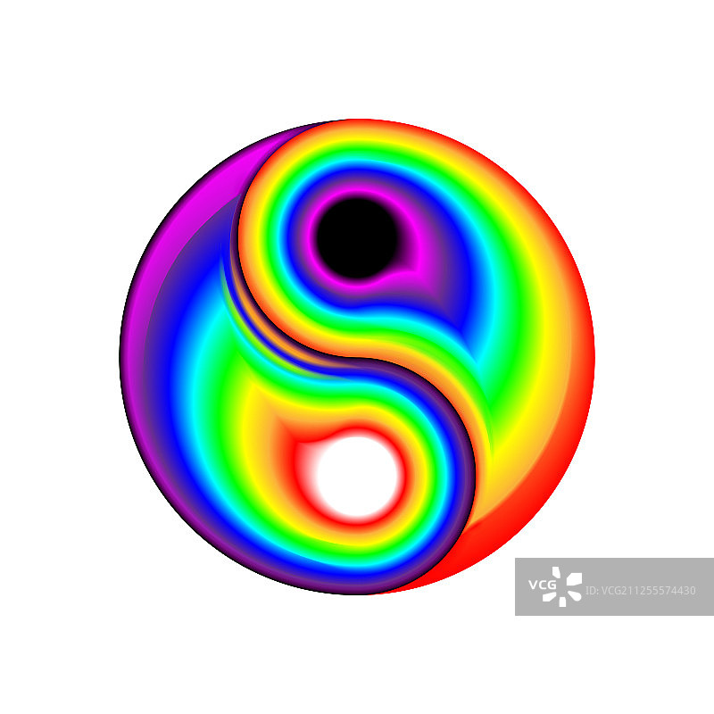 彩虹扁平阴阳数字符号概念图片素材