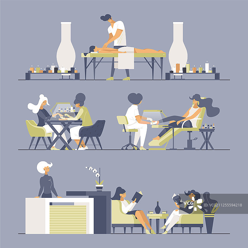 美容院扁平化套装图片素材