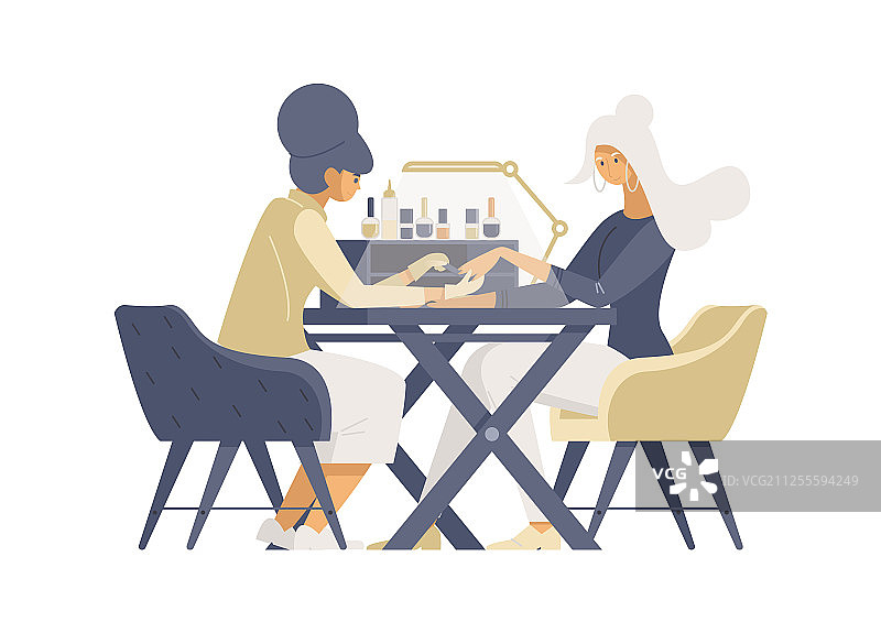 快捷美甲服务扁平设计图片素材