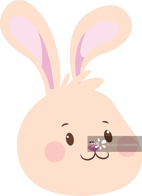 卡通可爱兔子头扁平设计图片素材