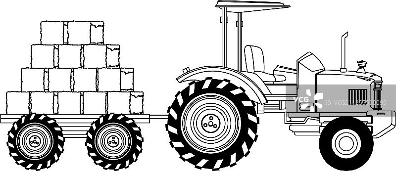 装载干草捆的农用卡车图片素材