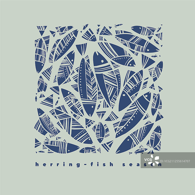 部落风格北方鱼类海报构图图片素材