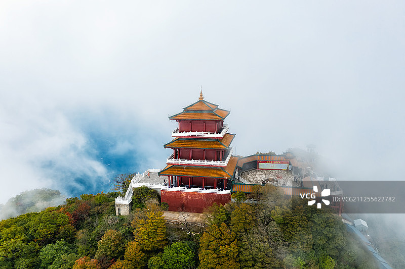 河南济源王屋山天坛顶云海航拍图片素材