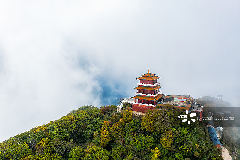 河南济源王屋山天坛顶云海航拍图片素材