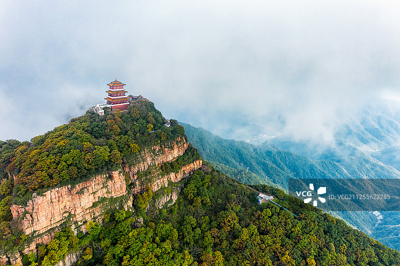 河南济源王屋山天坛顶云海航拍图片素材