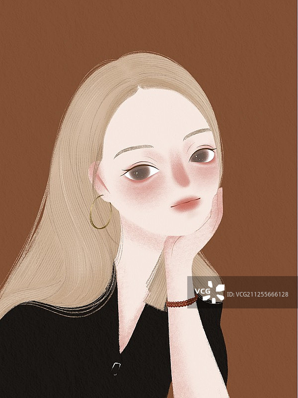 直发女孩图片素材