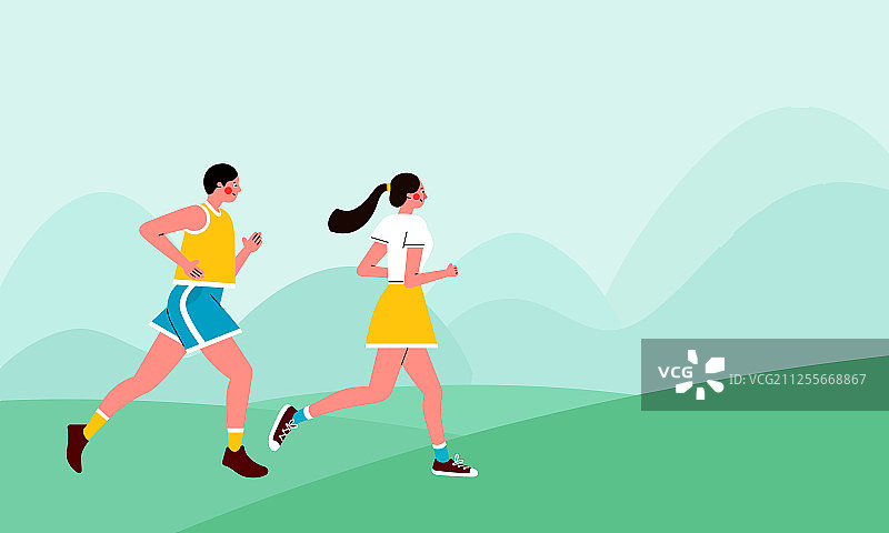 跑步情侣图片素材