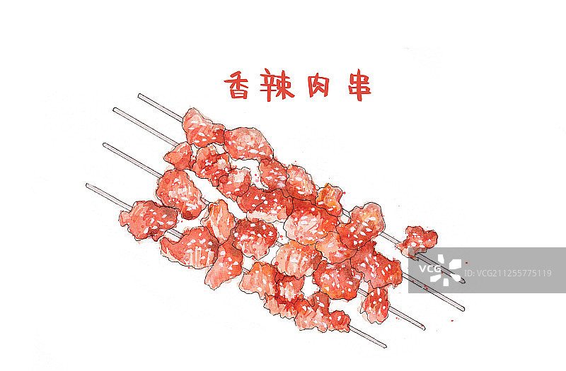 水彩烤肉串图片素材