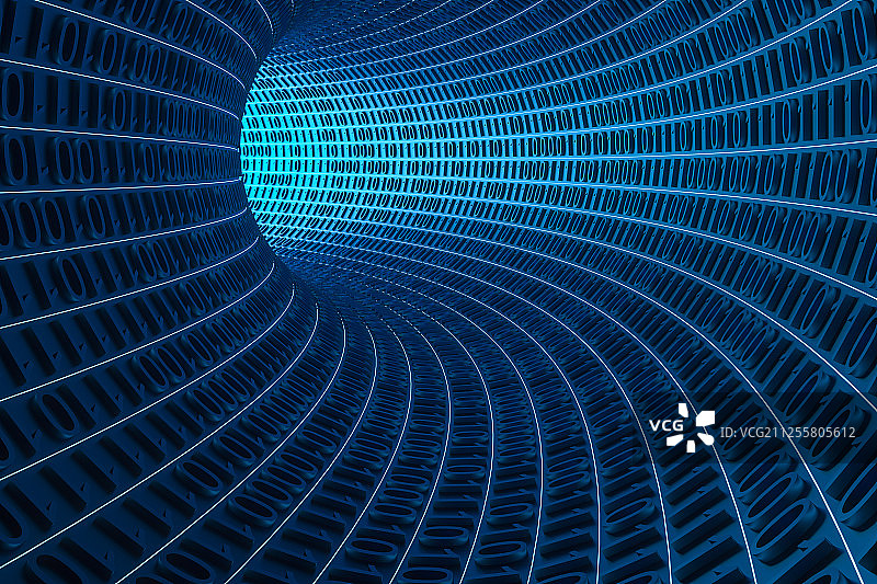 3D数字信息未来隧道图片素材