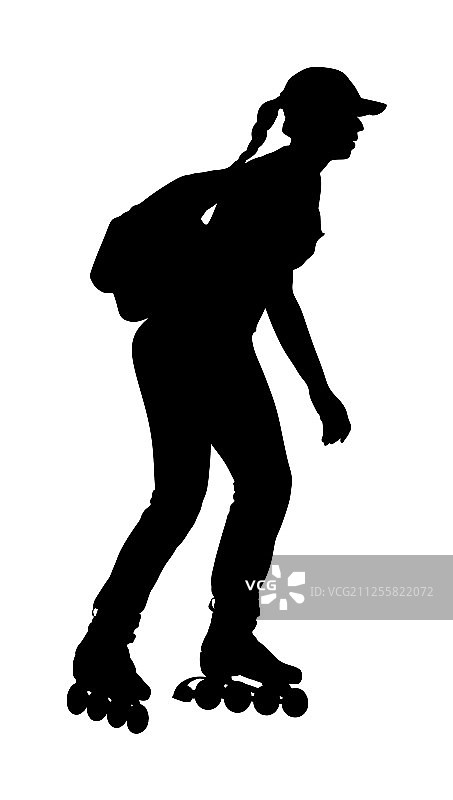 训练中的溜冰女孩剪影图片素材