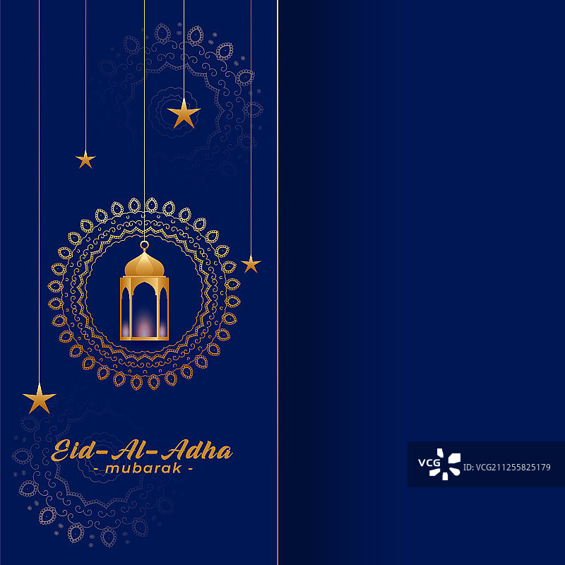 金色和蓝色宰牲节问候语图片素材