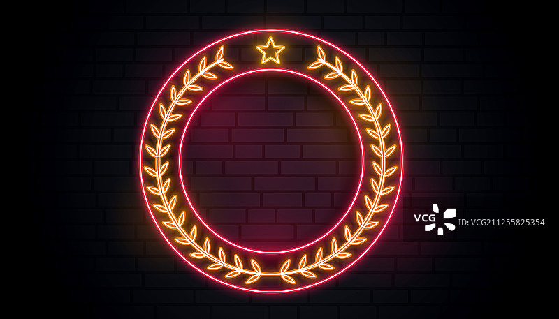 霓虹月桂花环标志背景图片素材