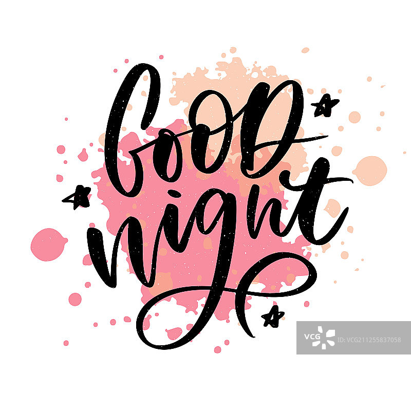 晚安手绘海报T恤图片素材