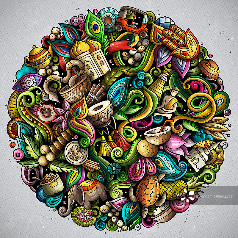 印度手绘涂鸦图片素材