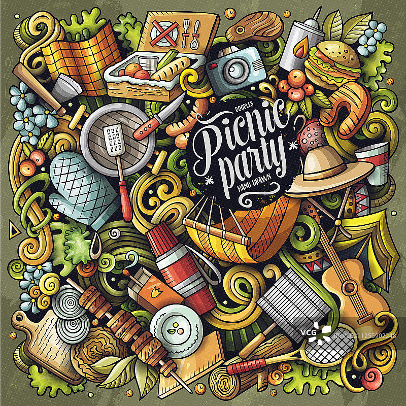 手绘烧烤野餐涂鸦图片素材