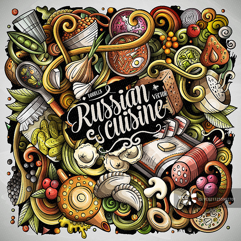 手绘俄罗斯美食涂鸦图片素材
