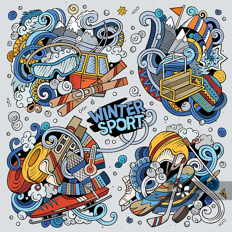 一组彩色手绘涂鸦卡通图片素材