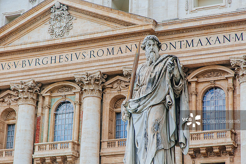 意大利梵蒂冈圣彼得大教堂外部建筑风貌图片素材