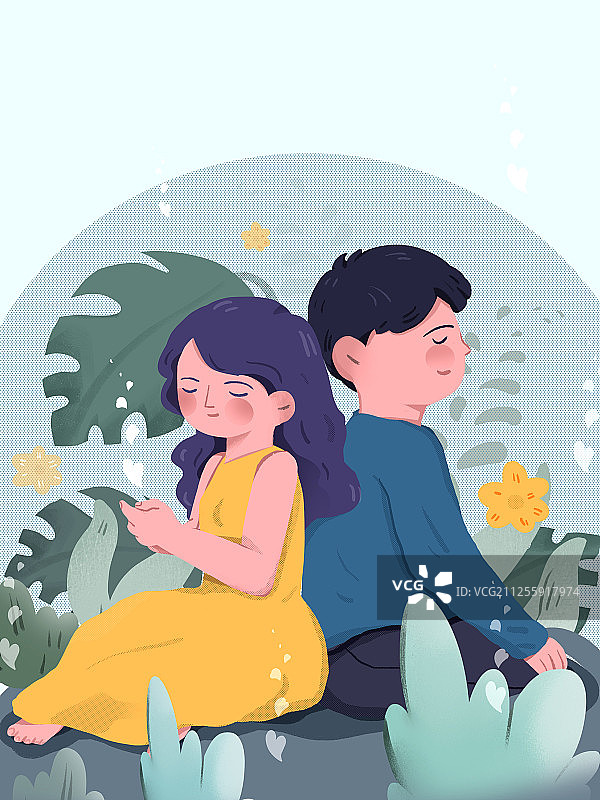 小清新情侣插画图片素材