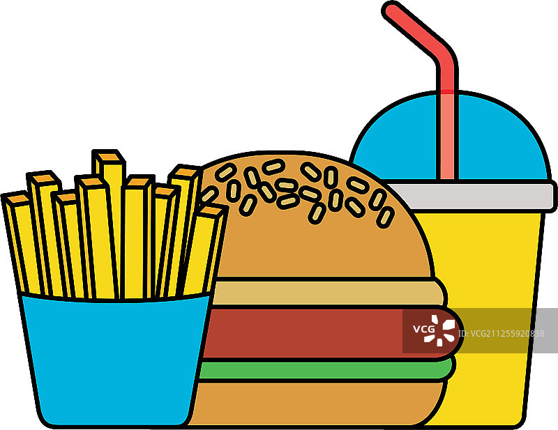 快餐汉堡、苏打和薯条图片素材