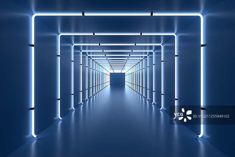 3D霓虹灯下得抽象空间图片素材