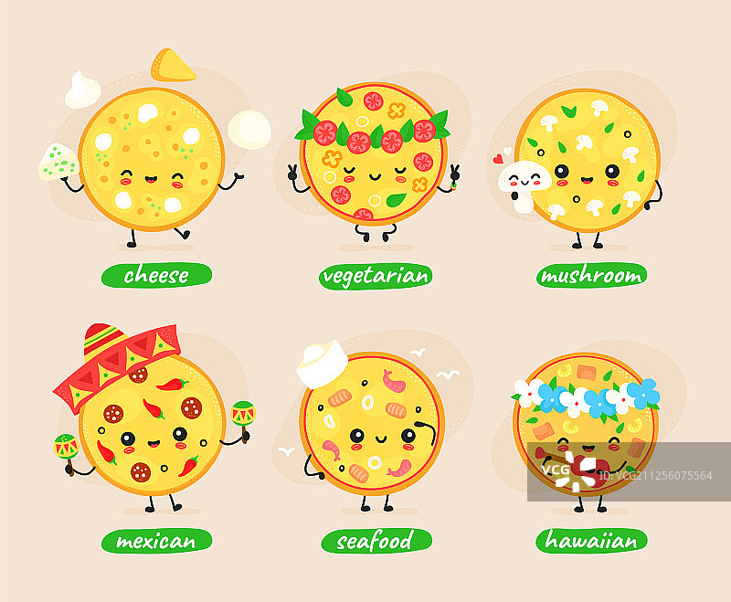 可爱的披萨角色合集图片素材