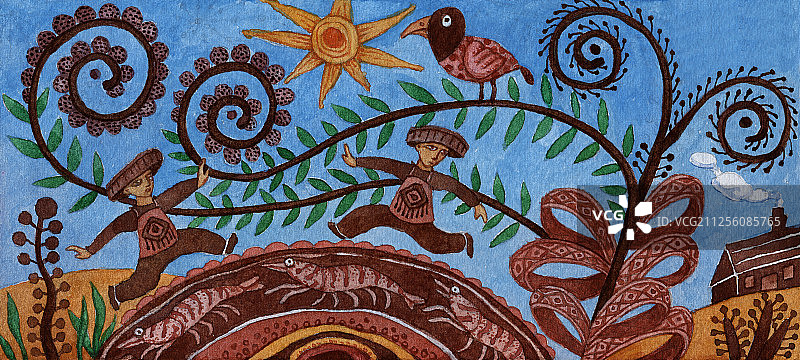 水彩手绘民族舞蹈装饰画图片素材