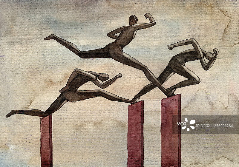 水彩手绘体育运动奔跑者图片素材