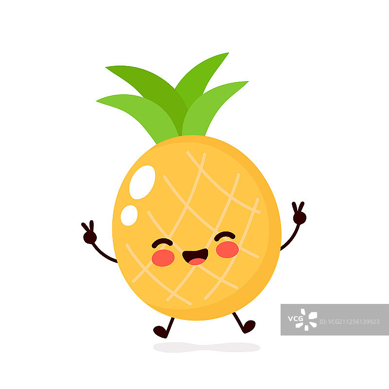 可爱快乐微笑的菠萝角色图片素材