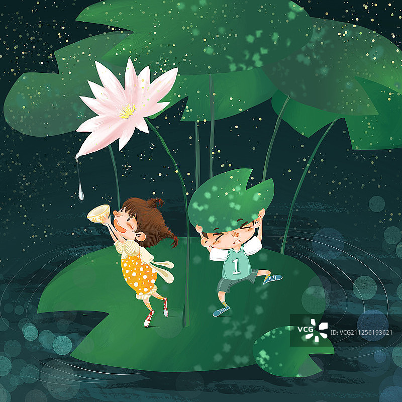 《荷》—落雨天图片素材