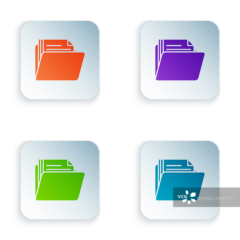 白色背景上的彩色文档文件夹图标图片素材