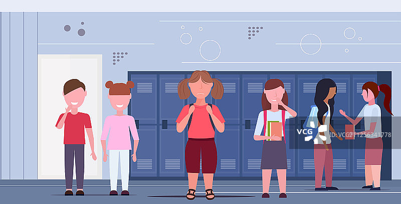 被同学欺负的肥胖女学生图片素材