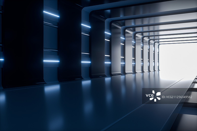 3D现代简洁带霓虹灯的空间图片素材