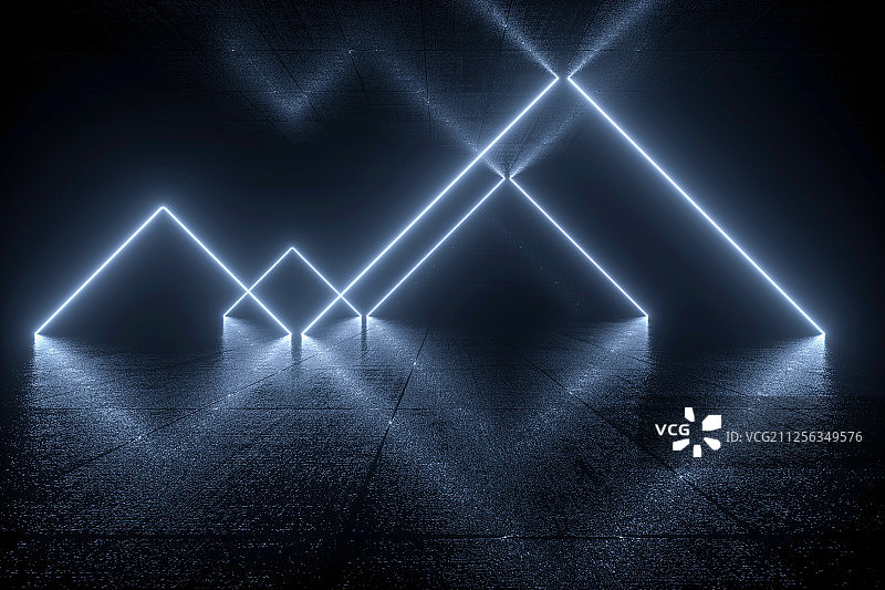 3D夜空下的霓虹灯空间图片素材