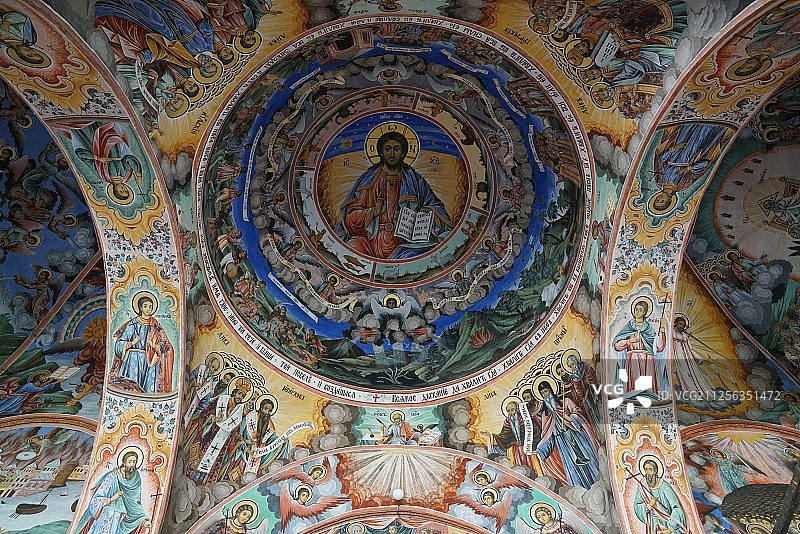 保加利亚里拉修道院教堂壁画图片素材