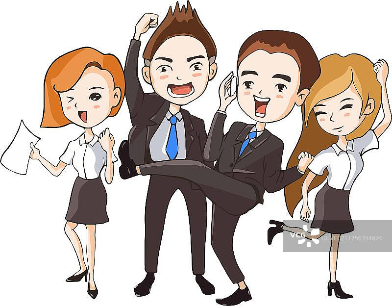 卡通商务团队激情图片素材