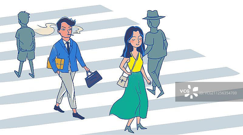 漫画马路上的行人图片素材