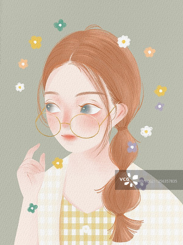 眼镜女孩图片素材