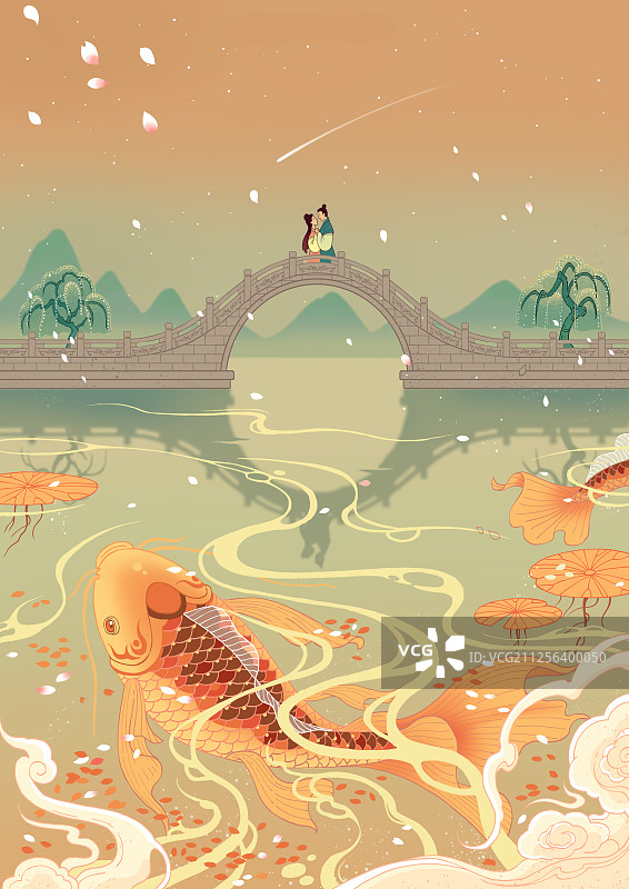 七夕唯美插画图片素材