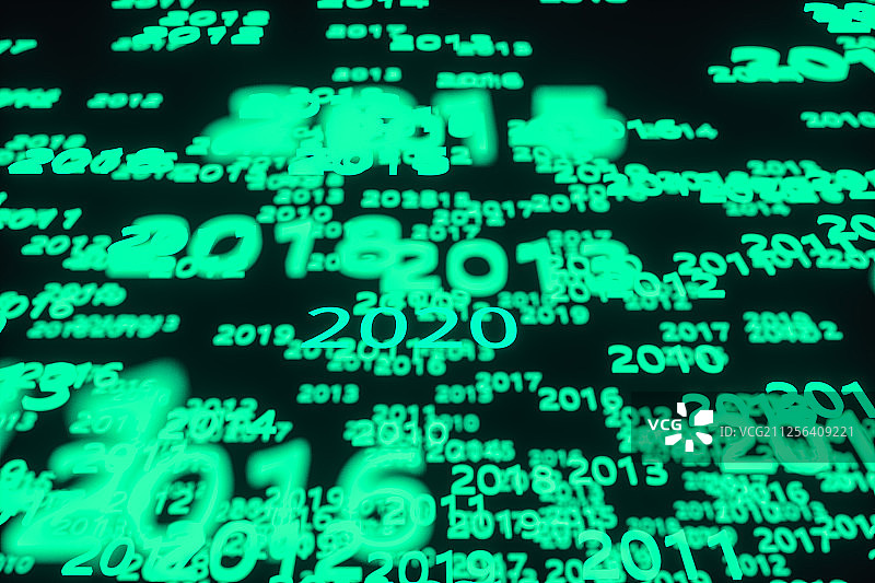 2020与年份时间大数据科技背景 三维渲染图片素材