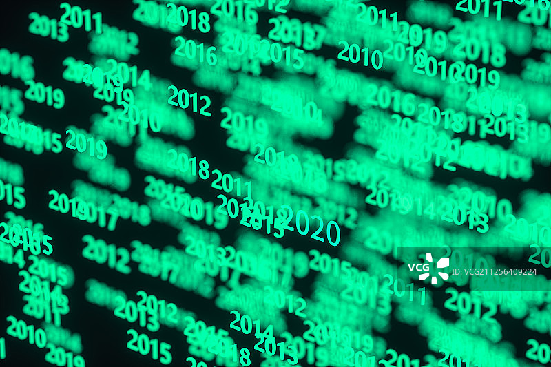 2020与年份时间大数据科技背景 三维渲染图片素材