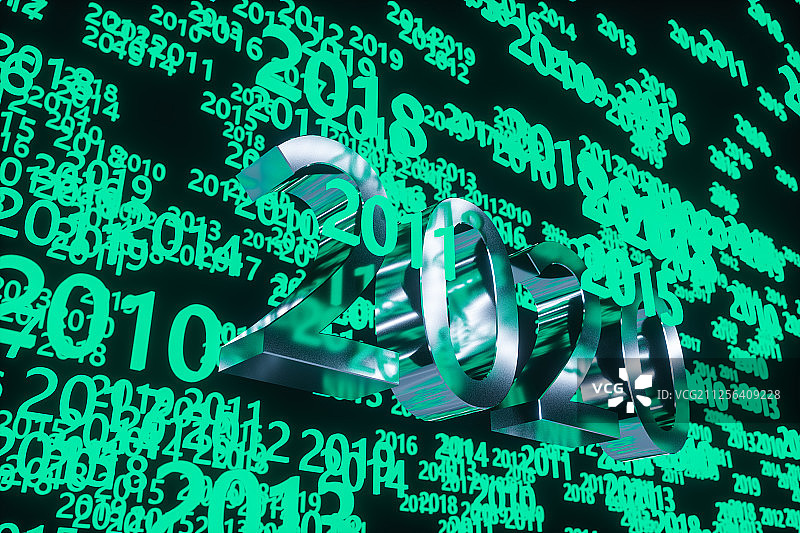 2020与年份时间大数据科技背景 三维渲染图片素材