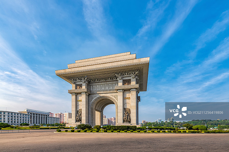 朝鲜平壤凯旋门都市风光图片素材