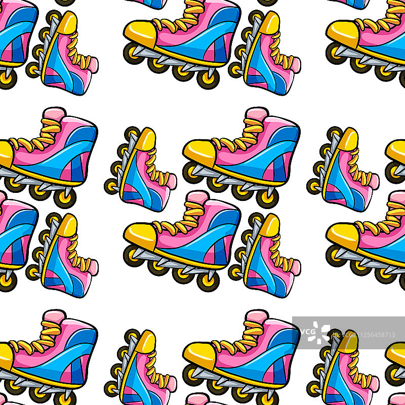 轮滑鞋卡通瓷砖无缝图案图片素材
