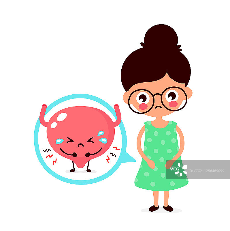 膀胱疼痛的悲伤年轻女性图片素材