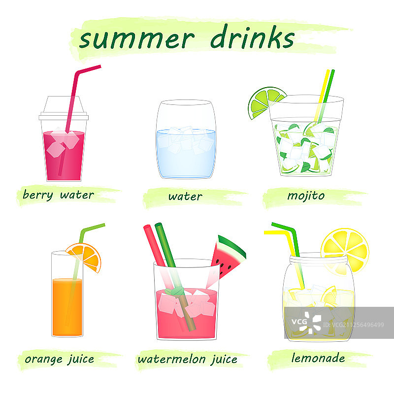 夏季无酒精饮品组合图片素材